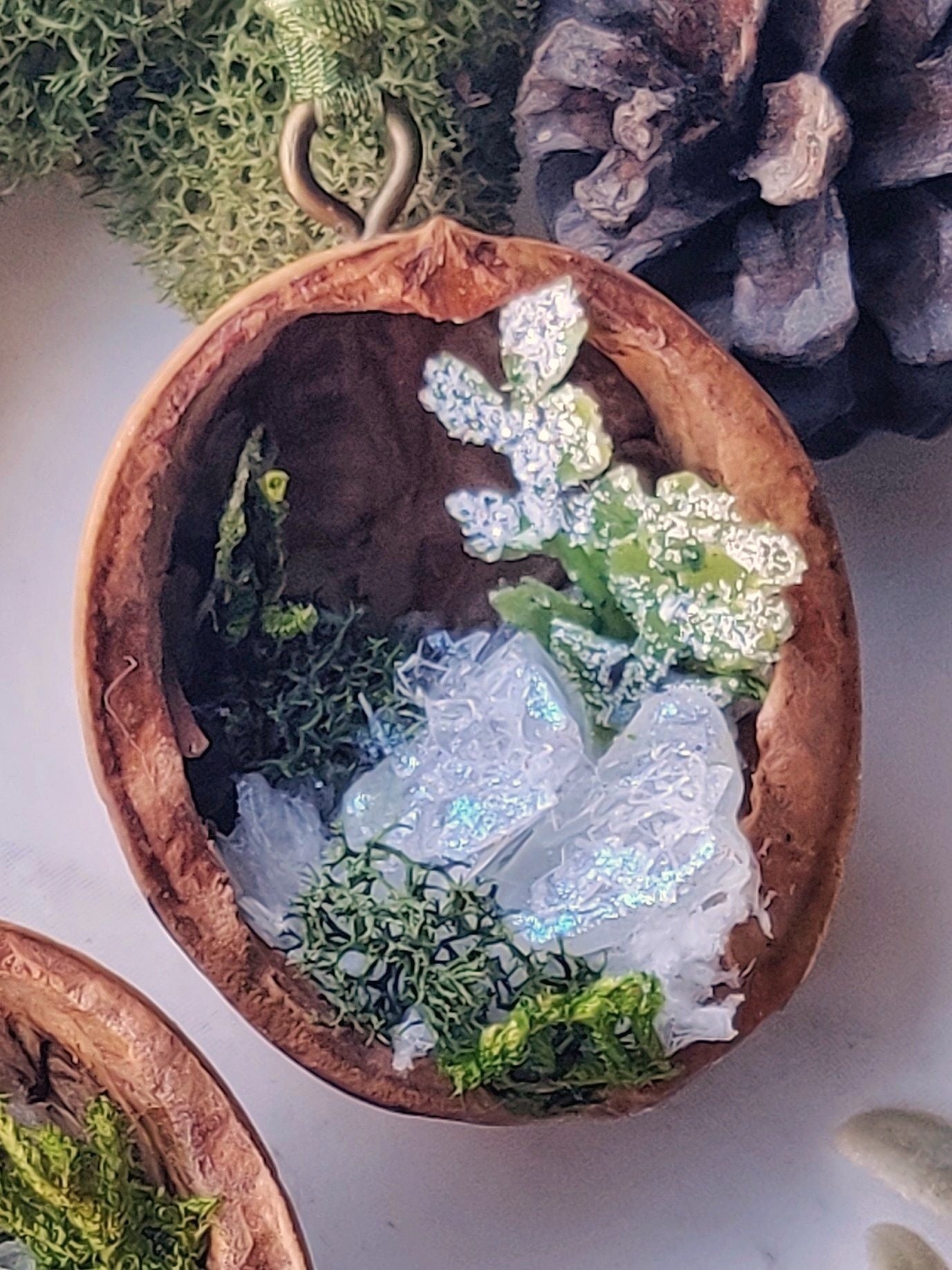 Forest Frost Terrarium™ Charms - set of 2 enchanted nature ornaments