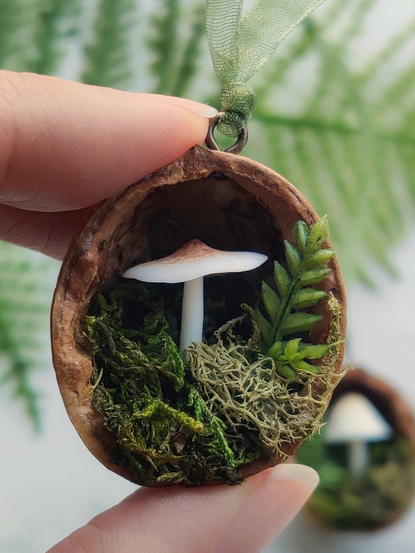 Sylvan Mushroom Terrarium™ Charms - set of 2 enchanted nature ornaments